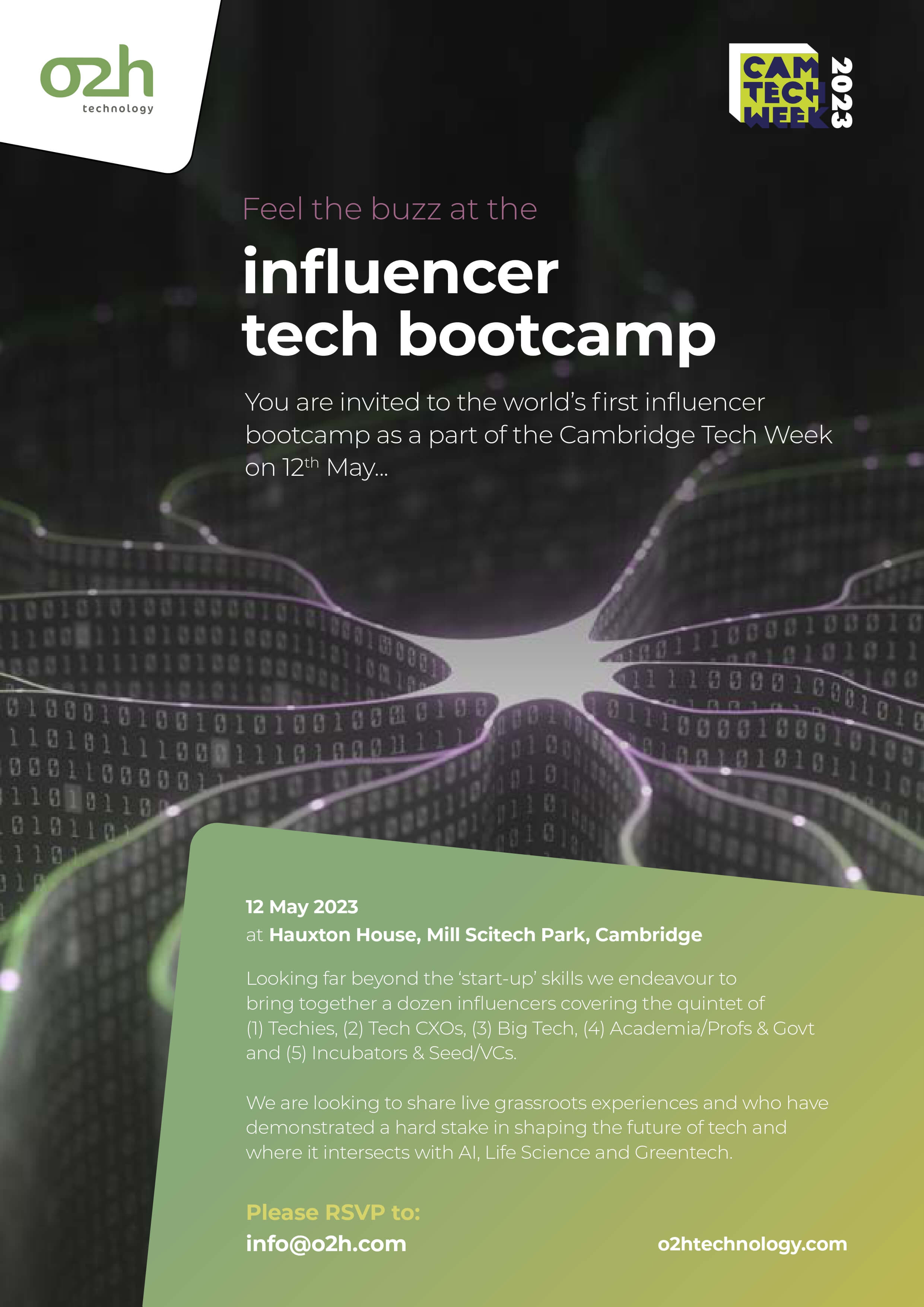 o2h tech cambridge tech week bootcamp agenda 